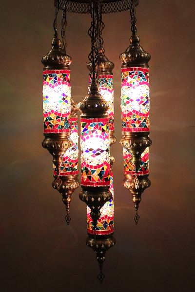 7in1 Cylinder Glass Antique Mosaic Sultan Chandelier